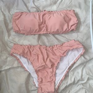 Cute pink bandeau bikini
